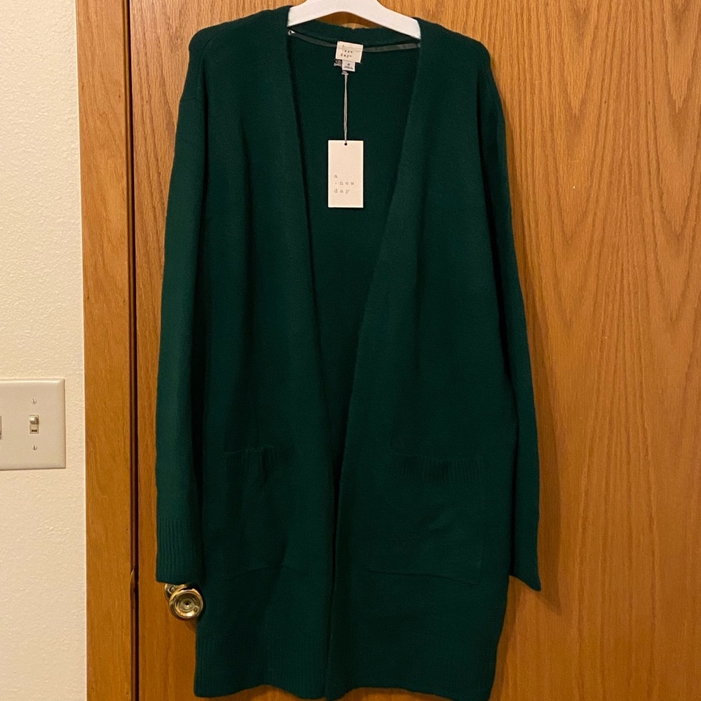 NWT a new day green cardigan size small